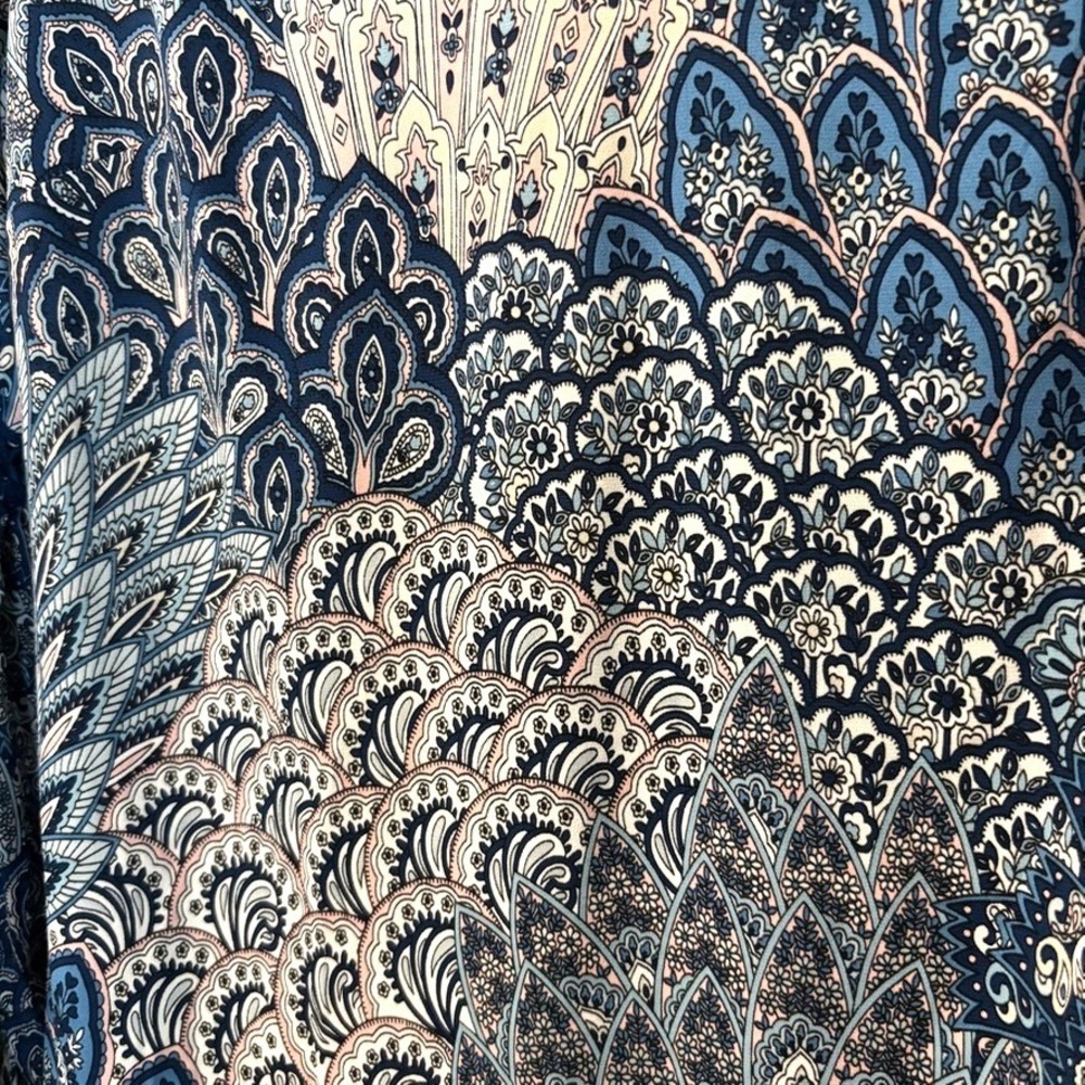 Westport Blue Pink Paisley Boho V-Neck Balloon Sleeve Mini Dress XS Boho Peacock - Picture 3 of 13